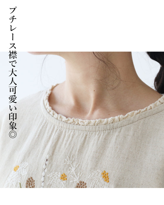 愛らしいお花刺繍 ワンピース