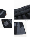 A skirt with a playful asymmetrical design and different material switching