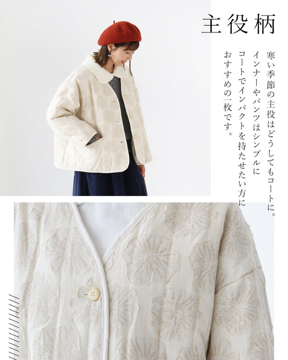 花織り中綿コート