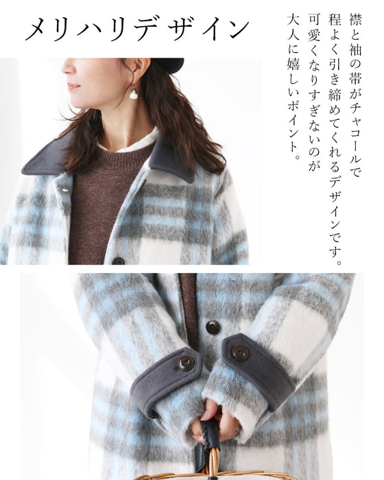 中綿であったか雪の日チェックコート