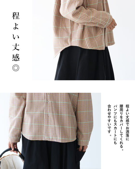 レトロな雰囲気 カラフルチェックトップス