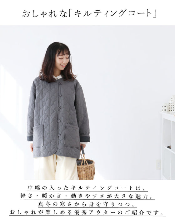 お花模様のキルティング アウター