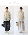 あたたかい水彩の花々柄シャツ