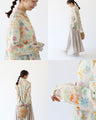 あたたかい水彩の花々柄シャツ