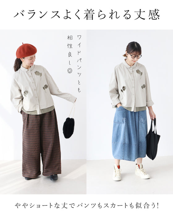 くり抜き チューリップ刺繍 トップス