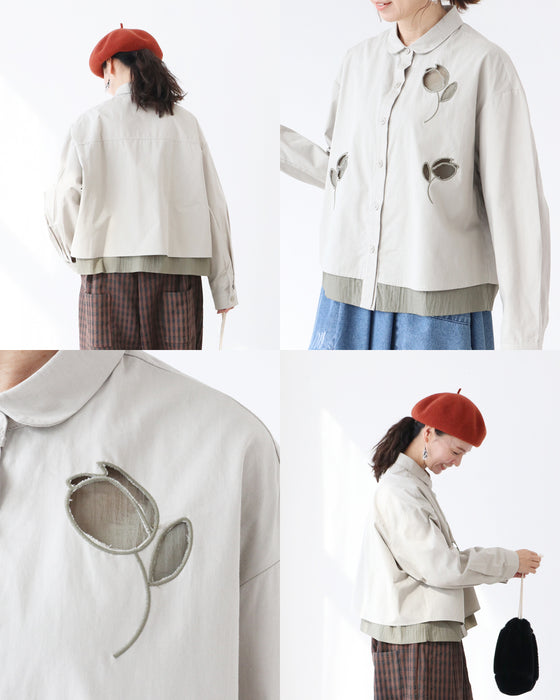 くり抜き チューリップ刺繍 トップス