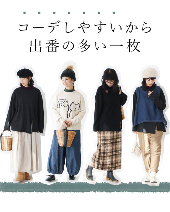 ほんのり色づく 配色襟トップス