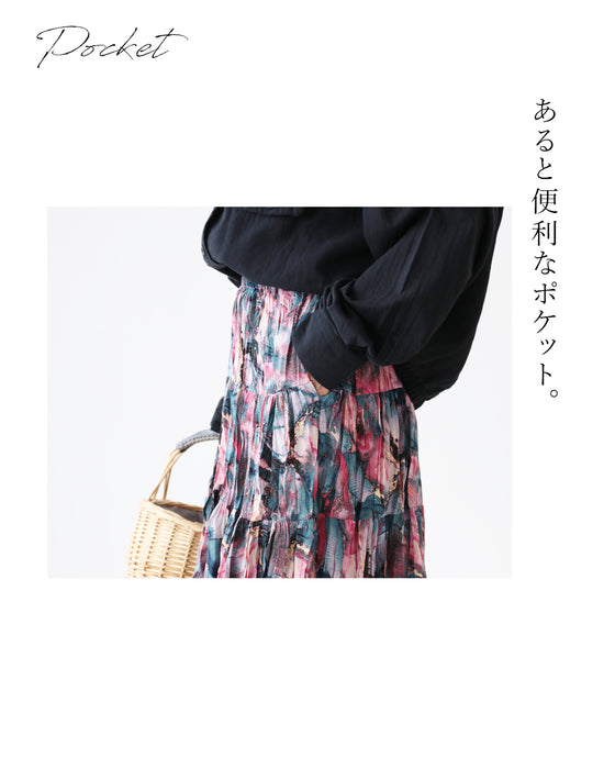 ふわり揺れる水彩画スカート