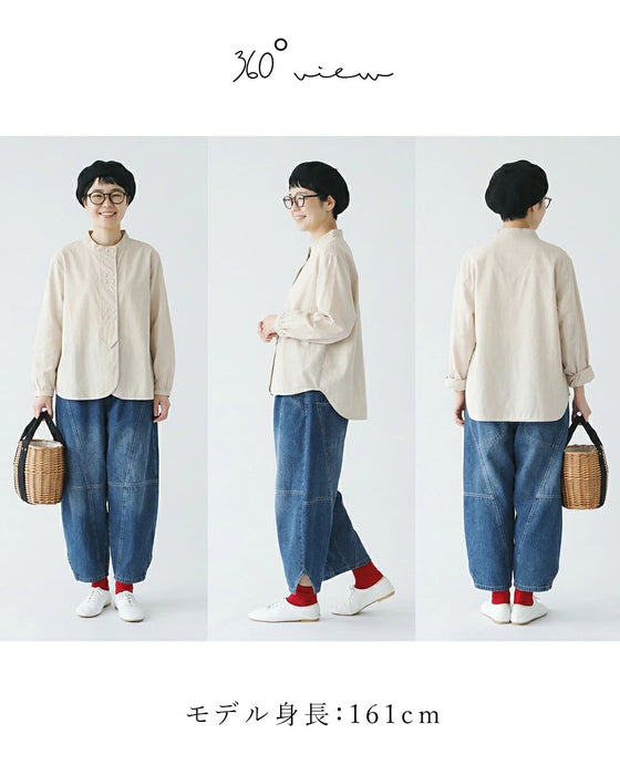 (全2色）シンプルなのに個性的？！集まるボタンブラウス
