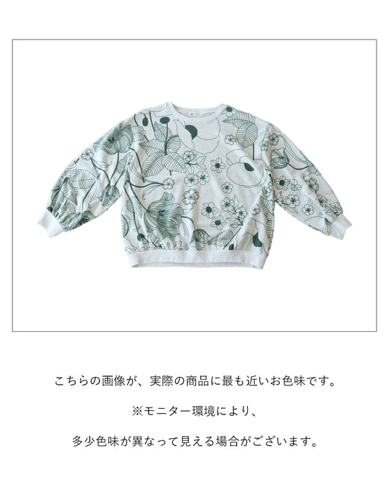 ボタニカル柄とぽわん袖トップス