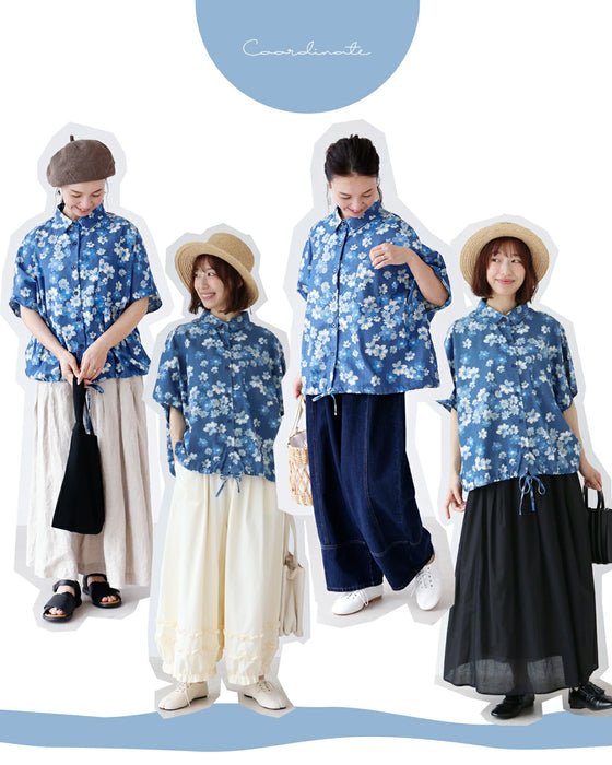 【特別再販6月29日20時販売】レトロ花とふんわりシルエット シャツ