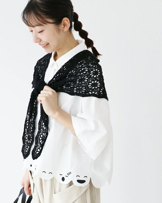 ふふっと笑えるお顔刺繍シャツ