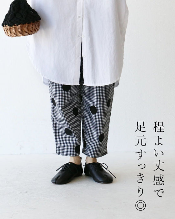 水玉チェックのすっきり見えパンツ