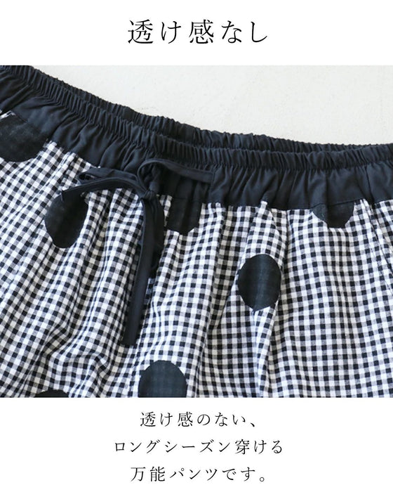 水玉チェックのすっきり見えパンツ