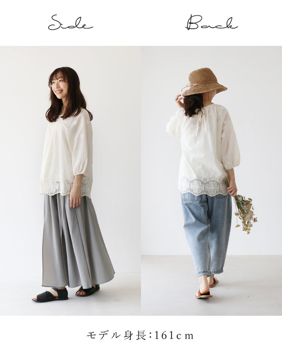 レースと刺繍のやさしさをまとう一枚トップス