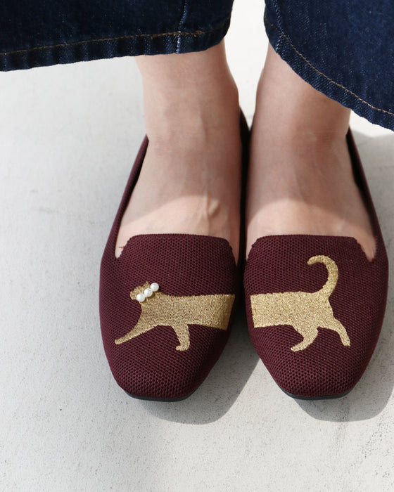 影猫刺繍に癒されて　靴