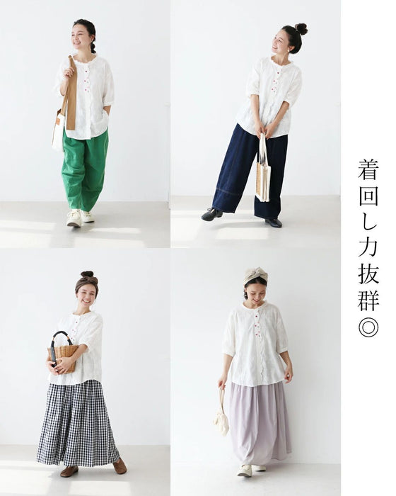 さりげないレースと心くすぐる彩りボタントップス