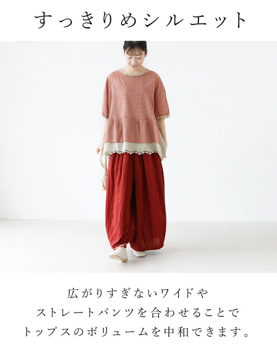 大人ギンガムに重ねるレーストップス
