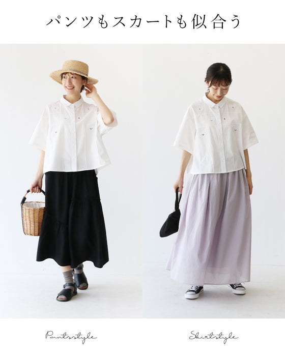 癒やしのゆるアニマル刺繍シャツ