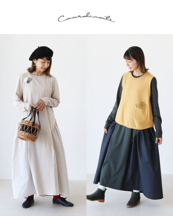 斜め切り替えでふんわり、大人ワンピ