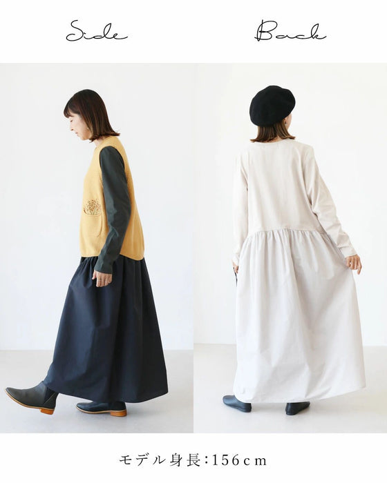 【アウトレット返品交換不可】斜め切替で、ふんわり大人ワンピ