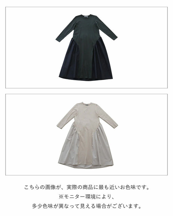 【アウトレット返品交換不可】斜め切替で、ふんわり大人ワンピ