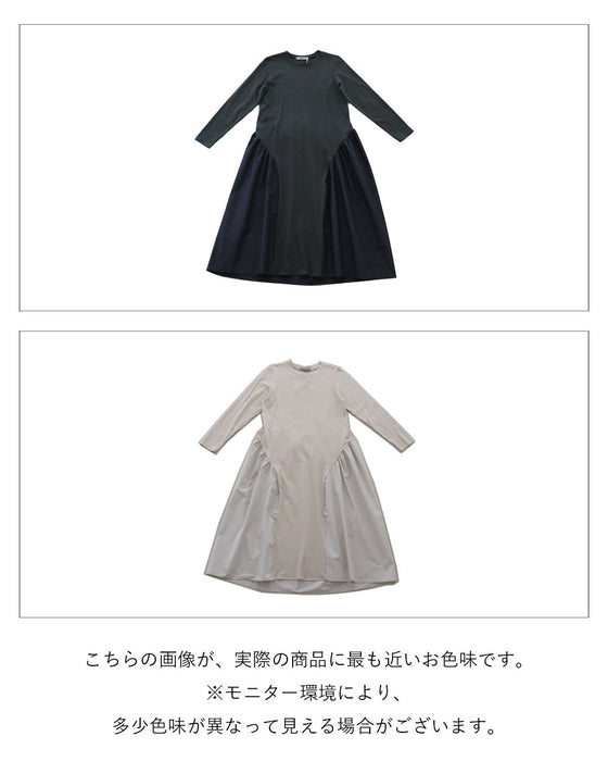 斜め切り替えでふんわり、大人ワンピ