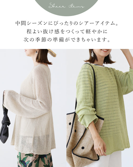 着ぶくれさよならシアーニットトップス