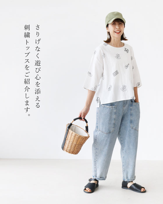 さりげなく音をまとう刺繍 トップス