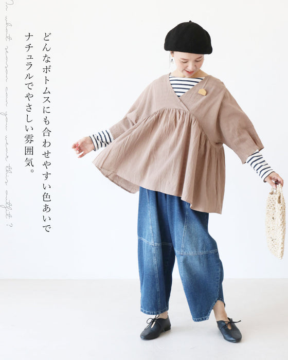 顔周りすっきりスキッパーネック トップス