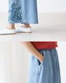 出かけたくなる裾刺繍パンツ