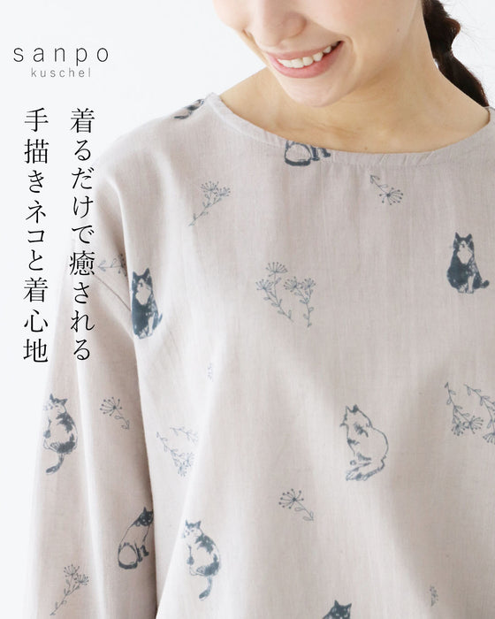 着るだけで癒される手描きネコと着心地 トップス