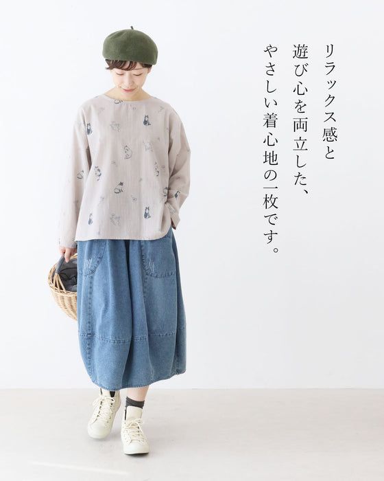 着るだけで癒される手描きネコと着心地 トップス