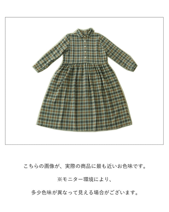 優しく穏やかな色合いチェックワンピース