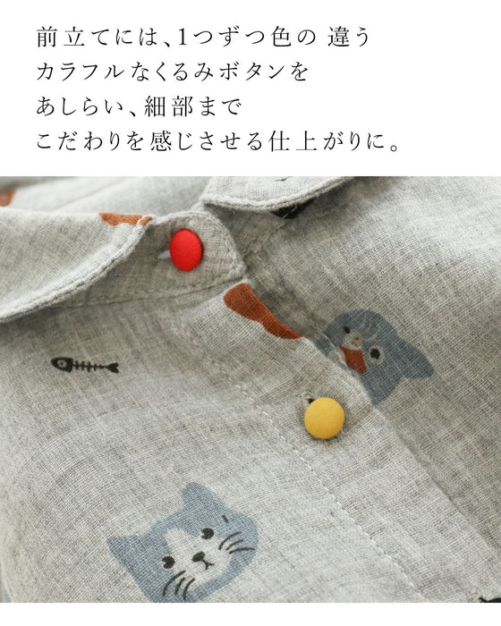 【特別再販10月29日20時販売】ねこ好きにたまらない、ふんわり優しいガーゼシャツトップス