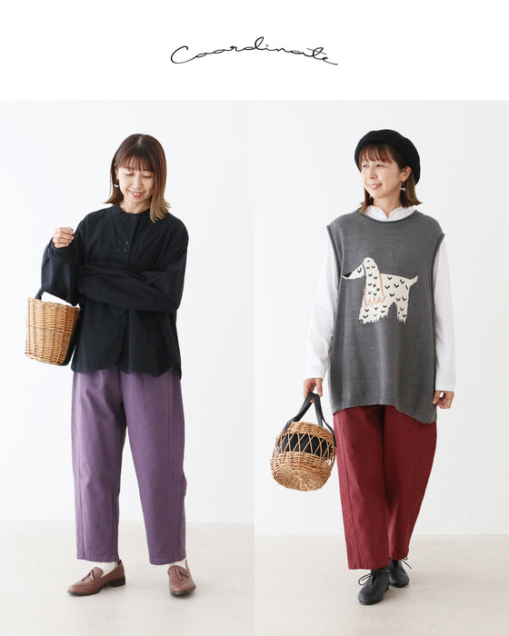 〈全2色〉伸縮生地で動けるお洒落色楽パンツ