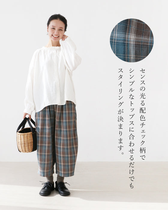 綿100％/Ｗガーゼパジャマ見えしないリラックスパンツ