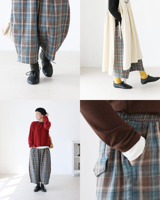 綿100％/Ｗガーゼパジャマ見えしないリラックスパンツ