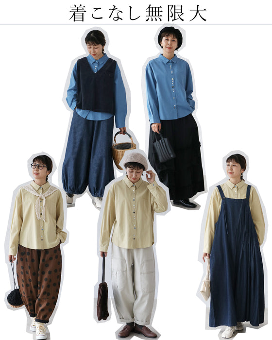 (全2色）視線を惹きつける整わないボタンの可愛さ　シャツ