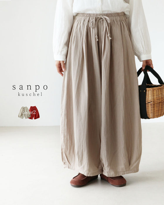 〈全2色〉ゆったりダブルガーゼパンツ