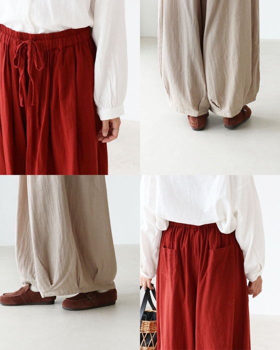 〈全2色〉ゆったりダブルガーゼパンツ