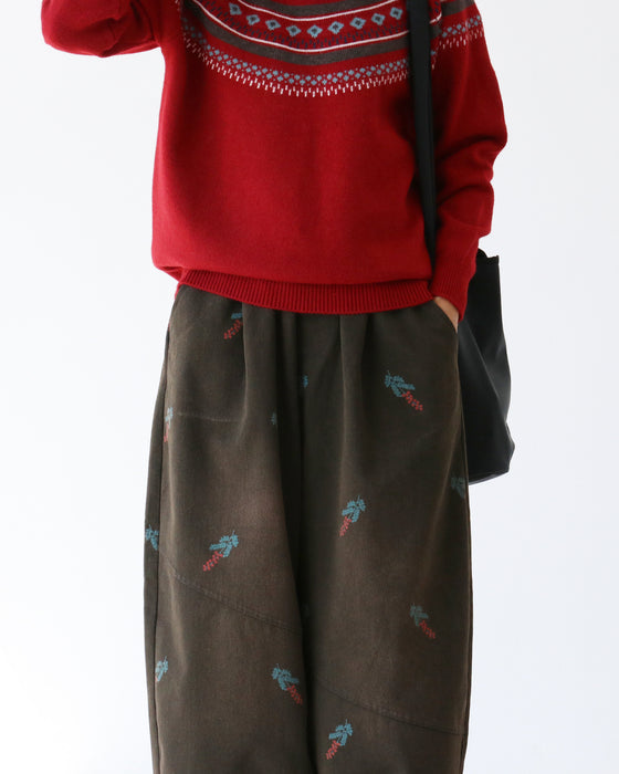 ゆったり花柄リラックスパンツ