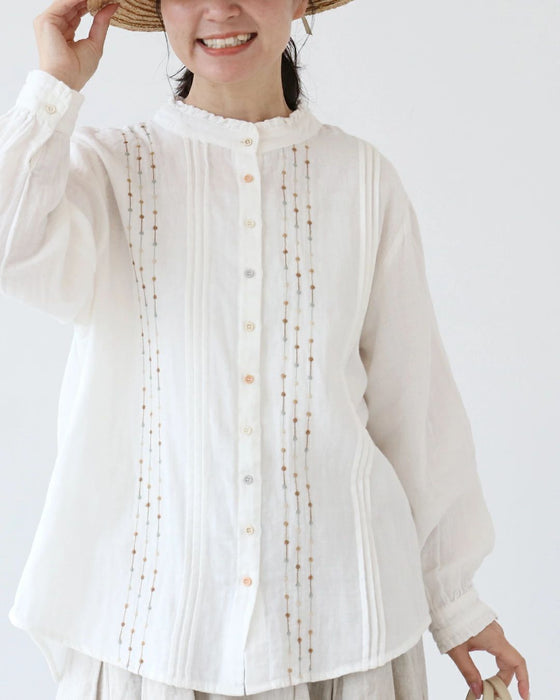 さりげなく目を引く彩り刺繍ガーゼブラウス – ONE PEACE ONLINE