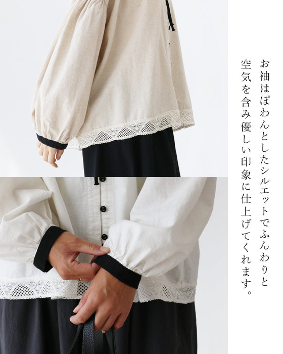 (全2色） ぼやっと見え回避 引き締め配色ブラウス