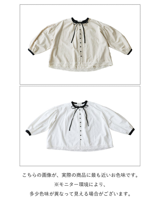 (全2色） ぼやっと見え回避 引き締め配色ブラウス