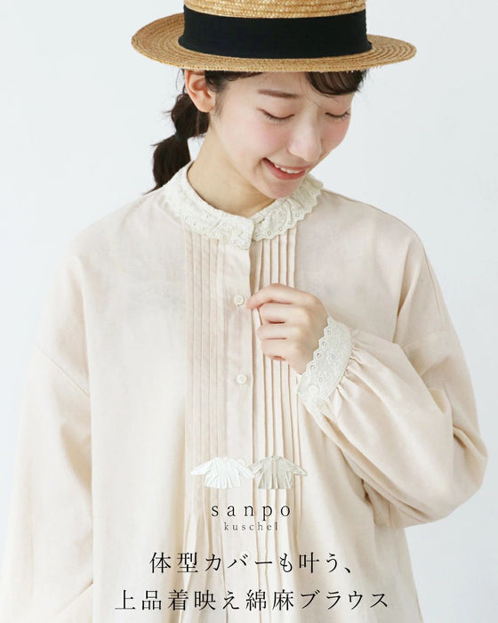 体型カバーも叶う、上品着映え綿麻ブラウス