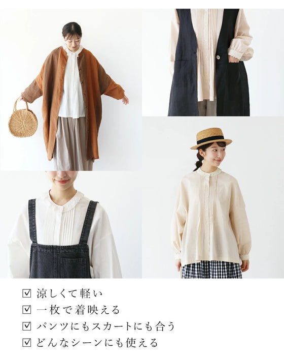体型カバーも叶う、上品着映え綿麻ブラウス