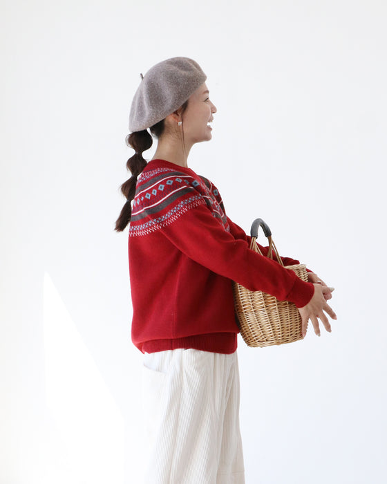 〈全2色〉柄ニット