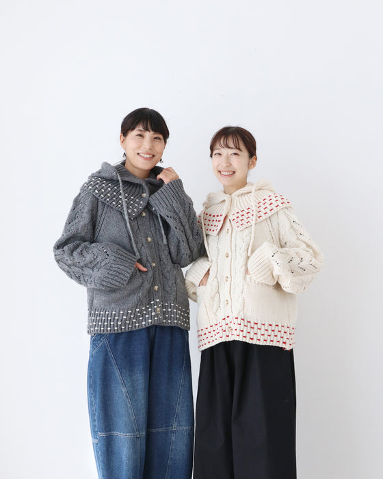 〈全2色〉取り外せる暖かさフードセットカーディガン