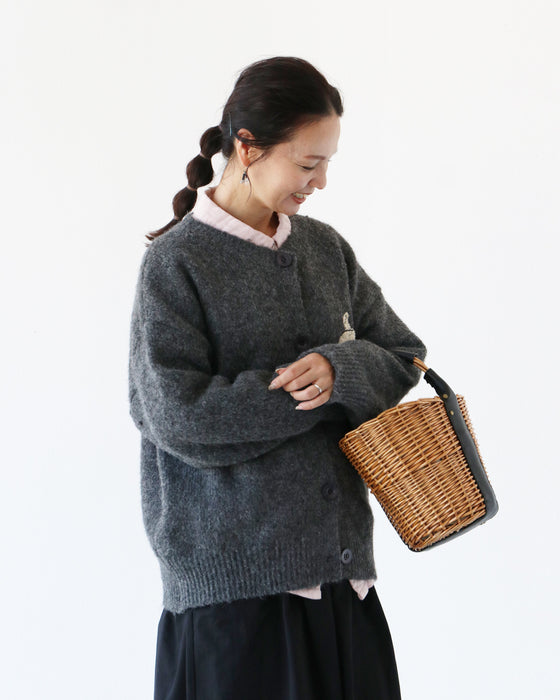 わんにゃん集合刺繍カーディガン